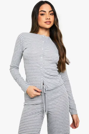 Boohoo Stripe Button Up Long Sleeve Top - - 6