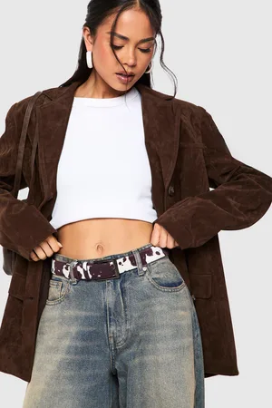 Boohoo Cow Print Belt - - S/M