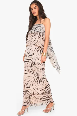 Boohoo Zebra Print Woven Maxi Skirt - - 6