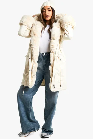 Boohoo Luxe Faux Fur Trim Collar And Cuff Parka - - XL