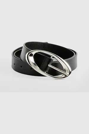 Boohoo Silver Oval Detail Belt - - ONE SIZE