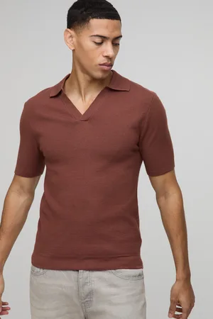Boohoo Muscle Fit Revere Collar Knitted Polo - - S