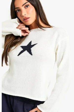Boohoo Petite Star Turtleneck Knit Jumper - - XS