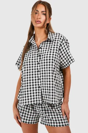Boohoo Gingham Short Sleeve Shirt & Shorts Pyjama Set - - 6