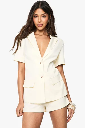 Boohoo Tailored Short Sleeve Structured Playsuit - - 8