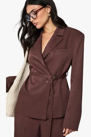 Boohoo Tailored Cinched Belted Blazer - - 8