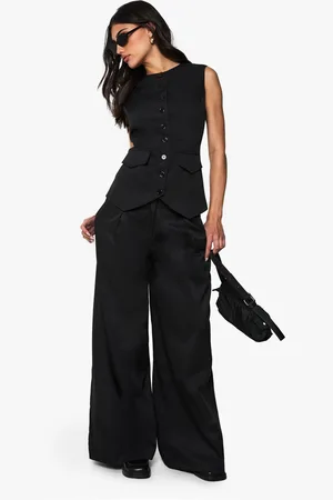 Boohoo Pleated Extreme Wide Leg Tailored Trouser - - 8