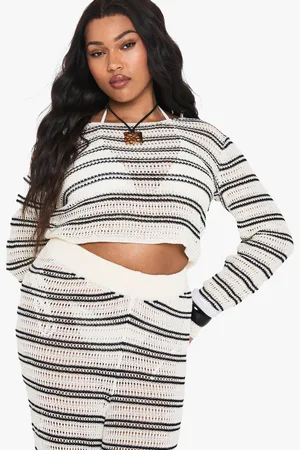 Boohoo Plus Beach Knit Long Sleeve Top - - 16