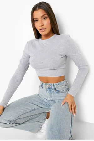 Boohoo Basic Long Sleeve Crop - - 12