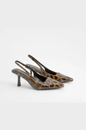 Boohoo Leopard Low Stiletto Slingback Court Shoe - - 6