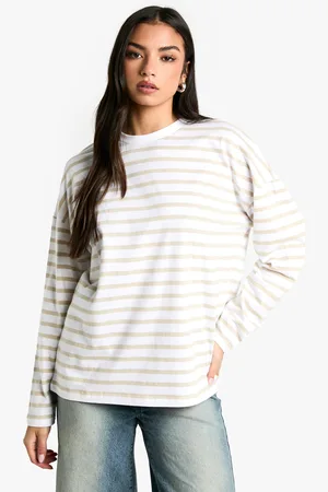 Boohoo Basics Striped Oversized Long Sleeve Top - - 8