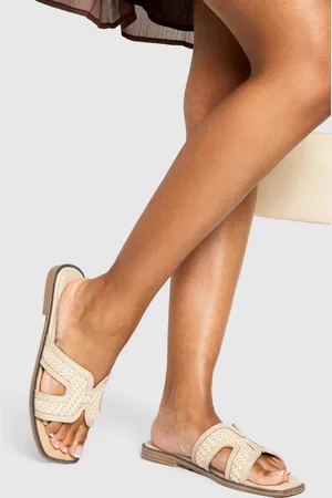 Boohoo Raffia Cut Out Sliders - - 5