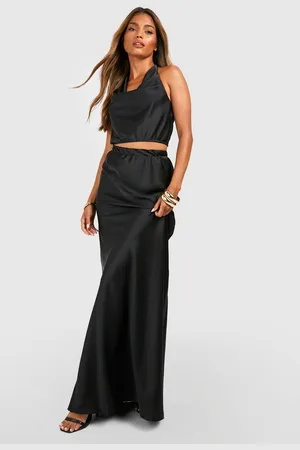 Boohoo Satin Cowl Halterneck & Bias Maxi Skirt - - 6