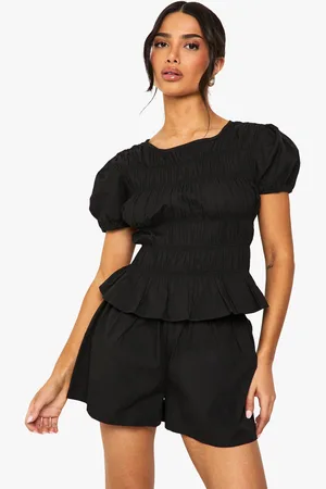 Boohoo Petite Shirred Poplin T-Shirt And Short Co Ord - - 6