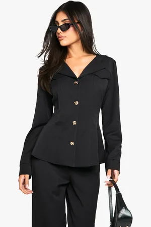 Boohoo Gold Button Structured Tailored Blazer - - 8