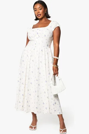 Boohoo Plus Bengaline Ditsy Midi Skater Dress - - 26