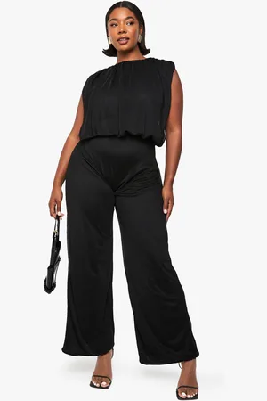 Boohoo Plus Mesh Blouson Wide Leg Jumpsuit - - 16
