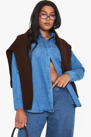 Boohoo Plus Denim Pocket Shirt - - 16
