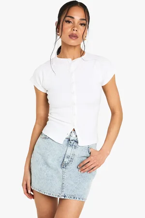 Boohoo Bleach Wash Denim Mini Skirt - - 12