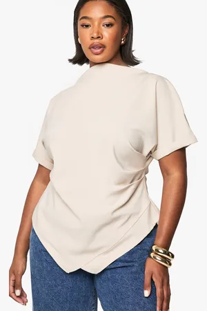 Boohoo Plus Rouched Asymetric Top - - 22