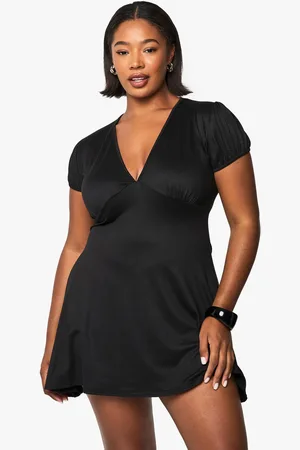 Boohoo Plus Drop Hem Mini Skater Dress - - 16