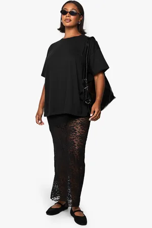 Boohoo Plus Lace Detail Maxi Skirt - - 16