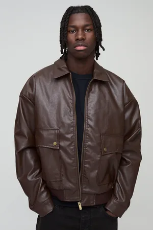 Boohoo Man Oversized Boxy Pu Western Bomber Jacket - - S
