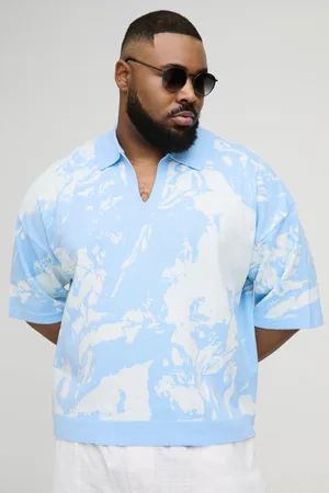 Boohoo Plus Boxy Oversized Renaissance Graphic Knit Polo - - 2XL