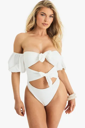 Boohoo Premium Bridal Tie Front Swimsuit - - 10