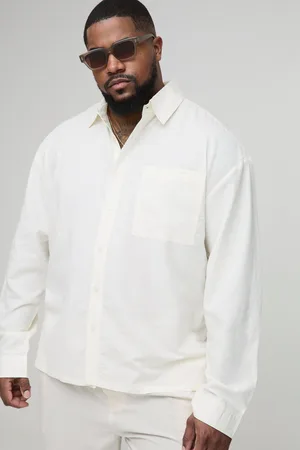 Boohoo Plus Long Sleeve Linen Look Regular Overshirt - - 2XL