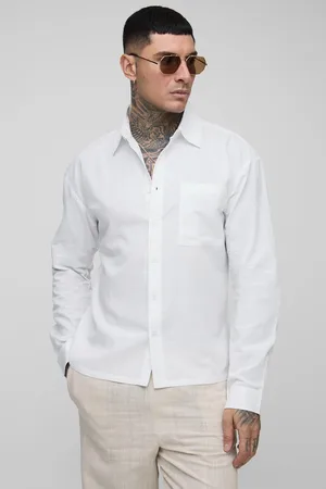 Boohoo Tall Long Sleeve Linen Look Regular Fit Overshirt - - 2XL