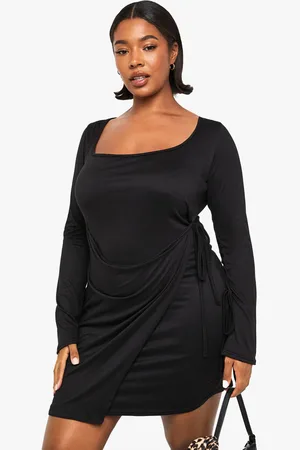 Boohoo Plus Scoop Neck Wrap Mini Dress - - 16