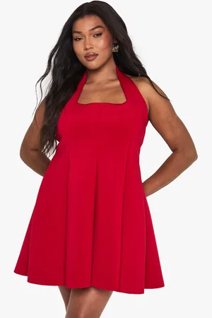 Boohoo Plus Structured Panelled Skater Dress - 28