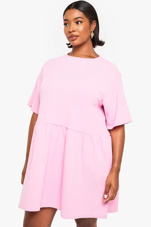 Boohoo Plus Rib T-Shirt Smock Dress - - 16