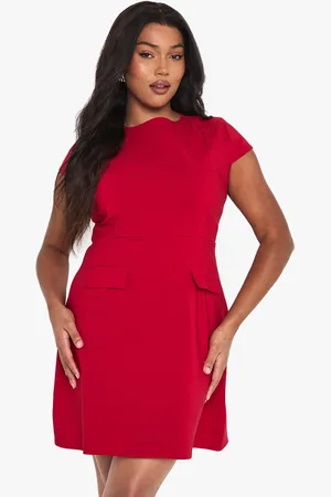 Boohoo Plus Cap Sleeve Bengaline Skater Dress - - 28