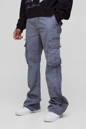 Boohoo Tall Slim Flare Zip Gusset Overdye Acid Wash Cargo Trousers - - 30