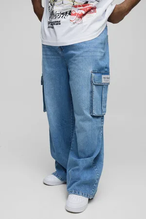 Boohoo Plus Relaxed Fit Woven Tab Cargo Jeans - - 38