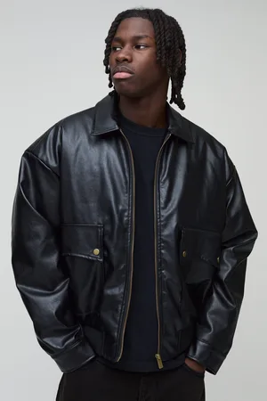 Boohoo Man Oversized Boxy Pu Western Bomber Jacket - - S