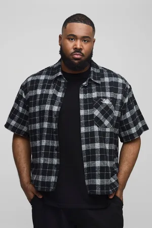 Boohoo Plus Oversized Boxy Concealed Placket Checked Shirt - - XXXL