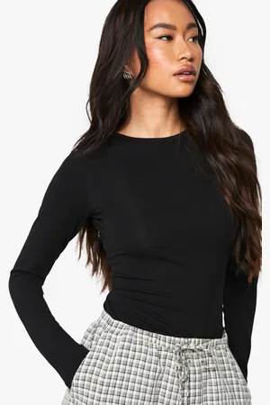 Boohoo Basics Longline Long Sleeve Crew Neck Top - - 6