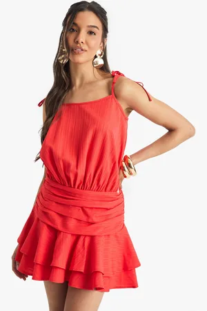 Boohoo Ruched Strappy Mini Dress - - 8