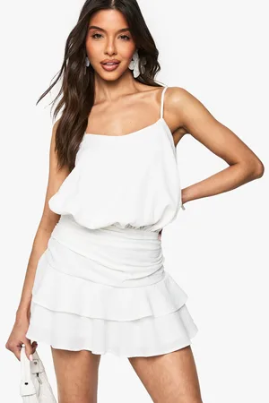 Boohoo Ruched Strappy Playsuit - - 8