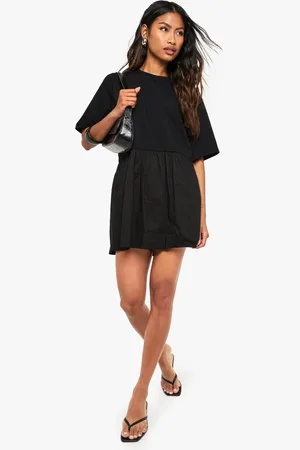 Boohoo Jersey Cotton Mix Smock Dress - - 8