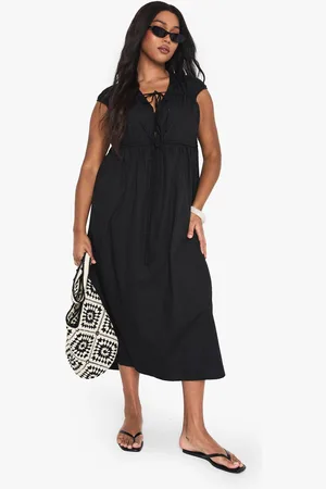 Boohoo Plus Tie Front Midaxi Dress - - 16