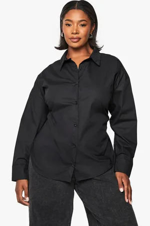 Boohoo Plus Tie Cross Back Cinched Long Line Shirt - - 16