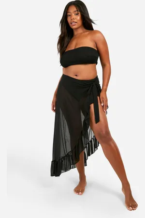 Boohoo Plus Chiffon Beach Ruffle Sarong Skirt - - 22