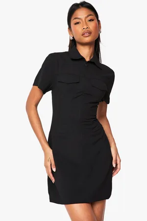 Boohoo Structured Zip Detail Mini Dress - - 8