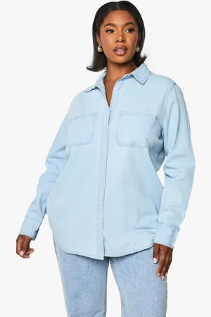 Boohoo Plus Denim Pocket Shirt - - 28