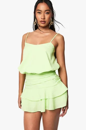 Boohoo Ruched Strappy Playsuit - - 8