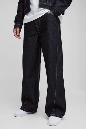 Boohoo Tall Baggy Contrast Stitch Denim Jeans - - 32